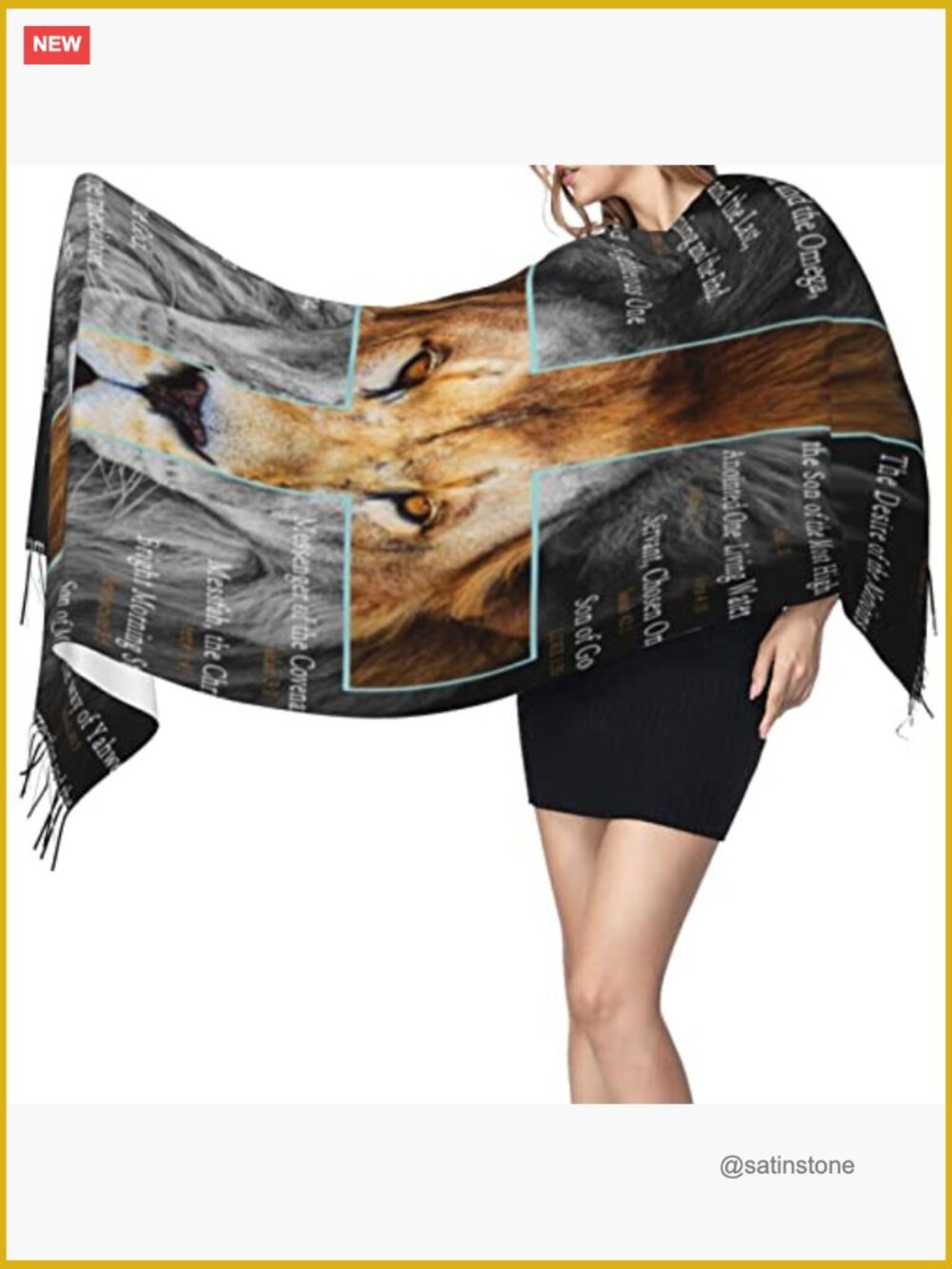 Christian Lion Prayer Religious Pashmina Shawl Wrap Evening Bridesmaid Scarf - Picture 3 of 7